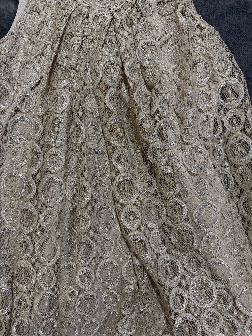 Alfani Girls Champagne Lace Sequin Neckline Dress - Picture 3 of 4